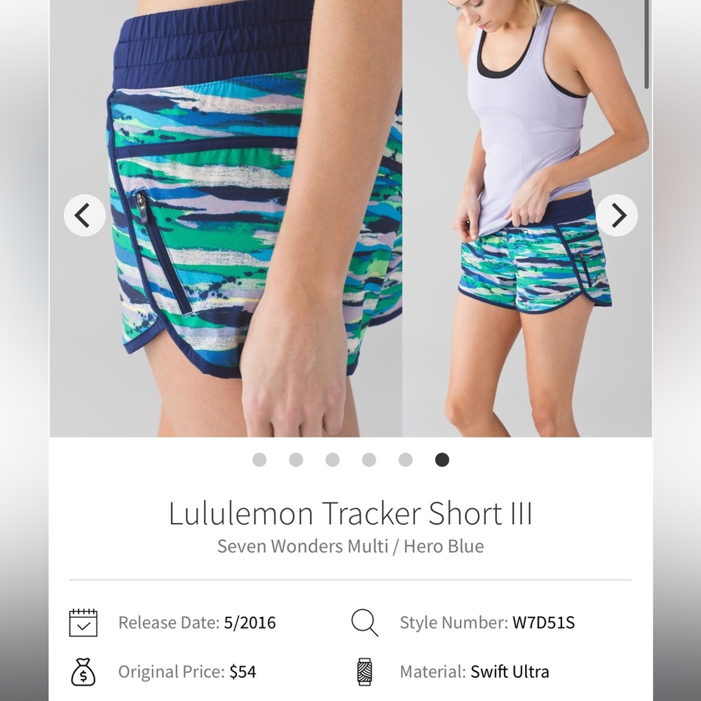 Lululemon Tracker short Seven Wonders Sz 8